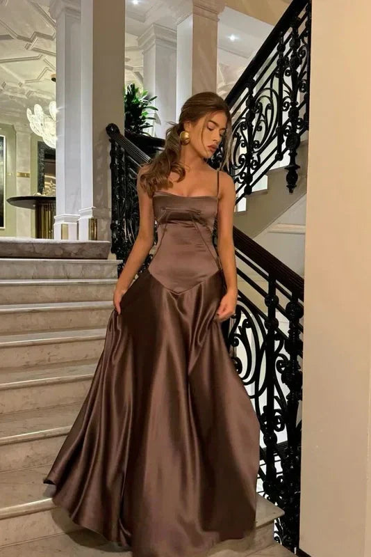 A Line Spaghetti Straps Party Dress with Ruffles