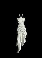 Mermaid Halter Satin High Low Evening Dress Prom Dresses