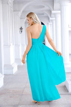 Ladies Chiffon One Shoulder Bridesmaid Evening Dress Wedding Party Evening Dress 28133