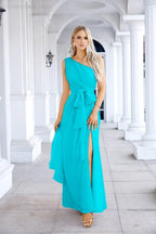 Ladies Chiffon One Shoulder Bridesmaid Evening Dress Wedding Party Evening Dress 28133