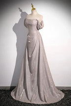 Off the Shoulder Ruffle Long Party Dress Long Sweep Train Evening Dress