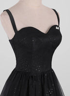 Sequins/Sparkling A-line Tulle Straps Simple Long Prom Dress Evening Dress