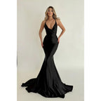 Sexy & Hot Mermaid/trumpet Straps Pleats Blue Long Prom Evening Dress