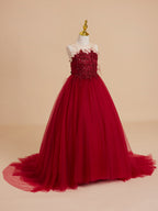 Ball-Gown/Princess Tulle Sweep Train Flower Girl Dress