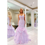 Glamorous & Dramatic Off-Shoulder Sleeveless Mermaid Applique Party Prom Dress