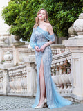Baoleely Sheath Column Fashion Evening Dresses High Split One Shoulder Long Sleeveless Floor Length Prom Dresses