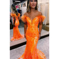 Plunging V-neck Sequins Appliques Mermaid Prom Dress