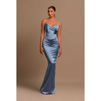 Sweetheart Strapless Sheath Satin Long Prom Evening Dress