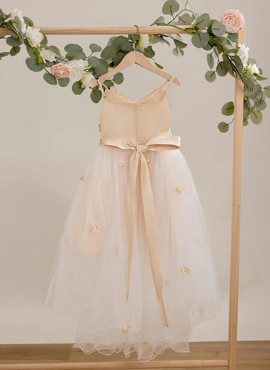 A-line Tulle Asymmetrical Ivory Dress (010220938)