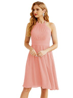 Baoleely Halter Chiffon Bridesmaid Dresses Short Sleeveless Formal Party Dress Open Back 28023