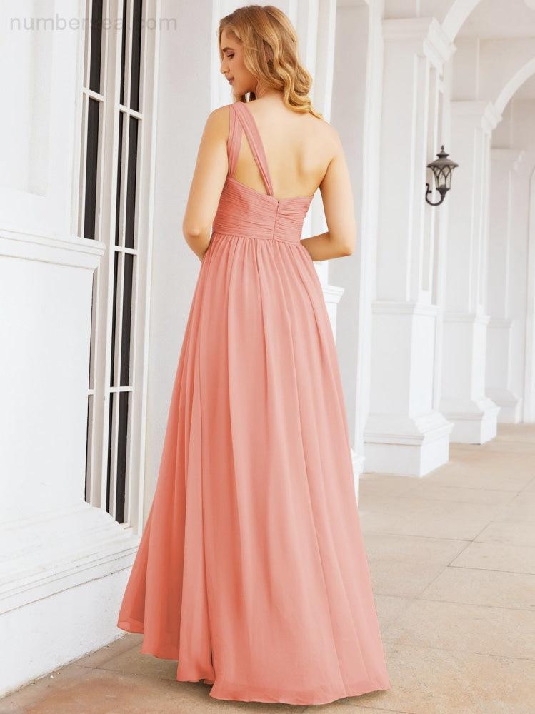 Numbersea One Shoulder Bridesmaid Dresses Long Maxi Formal Evening Party Prom Gowns 28061