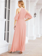 Numbersea Cold Shoulder Bridesmaid Dresses A-Line Long Formal Evening Gowns 28074
