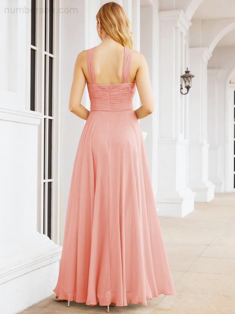 Numbersea Crisscross Halter Bridesmaid Dresses for Party Wedding Evening Prom Maxi Ball Gowns 28053