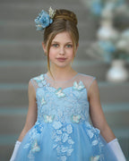 Serenity Princess Ball Gown with Lace Appliques and Butterfly Embellishments