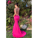 Trumpet/Mermaid Straps Satin Lace-Up Sleeveless Party Dress