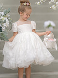 Lace Knee-length First Communion Flower Girl Dress