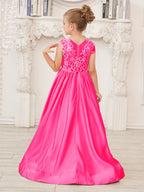 A-line Lace Satin Floor-length Flower Girl Dress