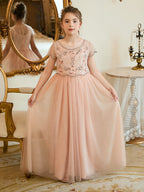 A-line Chiffon Floor-length Pink Flower Girl Dress