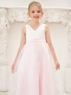 A-line Satin Tulle Ankle-length Pink Dress (2003227111)