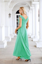 Ladies Chiffon V Neck Sleeveless Floor Length Bridesmaid Evening Dress Wedding Party Evening Dress 28126