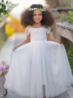A-line Lace Ankle-length Boho Flower Girl Dress