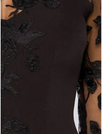 Gown Dress Wedding Guest Fall Court Train 3/4 Length Sleeve Jewel Neck Satin with Beading Slit Appliques Evening Dress