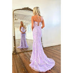 Sheath Sweetheart Lace Appliques Long Prom Dress for Teens