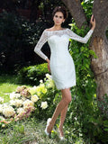 Wedding Dresses Column Scoop Long Sleeves Short Lace