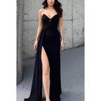Sexy & Hot V-Neck Sleevess Side Slit Sheath Evening Party Prom Dress