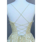 Red Tulle Appliques Spaghetti Straps A-line Long Prom Dress Lace-up