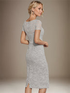 Sheath/Column Scoop Knee-Length Chiffon Lace Mother of the Bride Dress With Beading