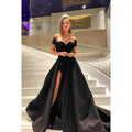 Sweetheart Off-Shoulder Sequined Ruched A-Line Long Prom Gown