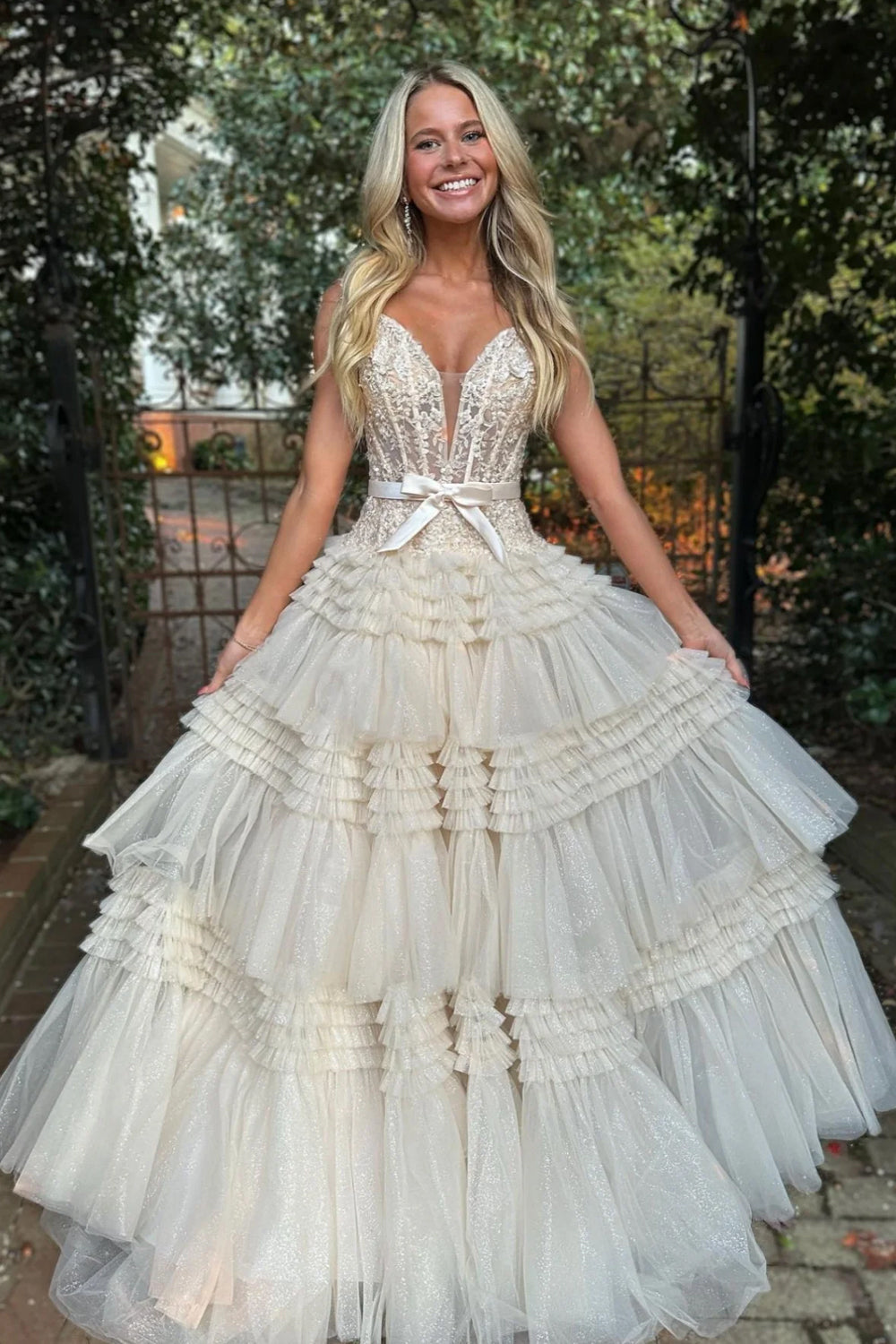 Princess A Line Off the Shoulder Ivory Long Prom Dress with Ruffles