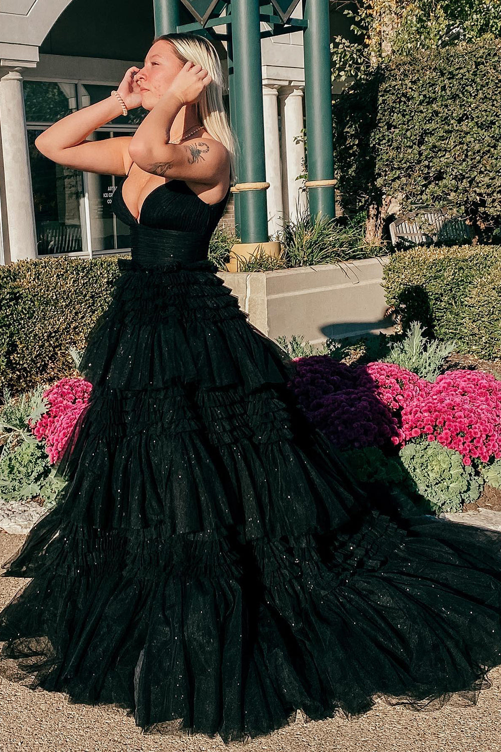 A Line Spaghetti Straps Pink Long Prom Dress with Split