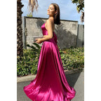 Spaghetti Straps V-neck Two-piece Prom Dress with Pockets