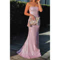 Strapless Sheath/column Sparkly Prom Dress