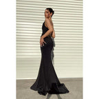 Trumpet/Mermaid Straps Satin Lace-Up Sleeveless Party Dress