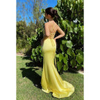 Sweetheart Spaghetti Straps Lace Sheer Long Prom Dress With Slit