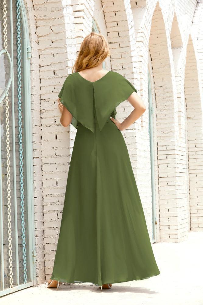 Baoleely  Mother of The Bride Dresses Plus Size V-Neck Floor Length Formal Prom Dress for Wedding Guest 28020
