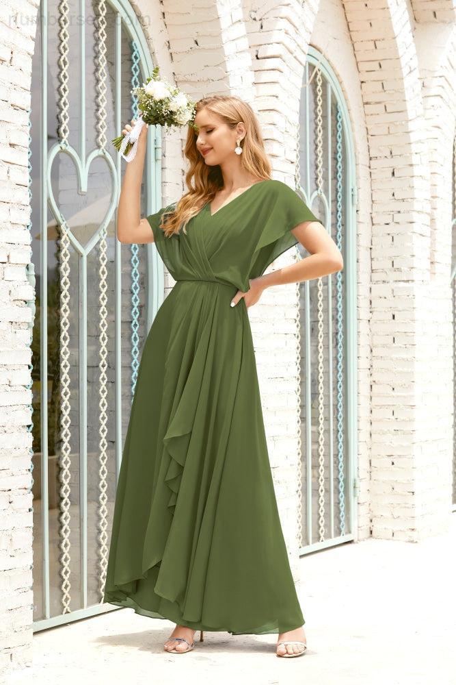 Baoleely  Mother of The Bride Dresses Plus Size V-Neck Floor Length Formal Prom Dress for Wedding Guest 28020