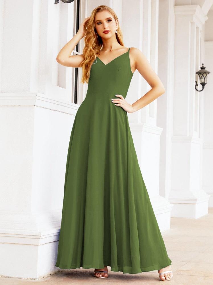 Numbersea Spaghetti Strap Bridesmaid Dresses V Neck Butterfly Back Fromal Evening Party Prom Gown 28036