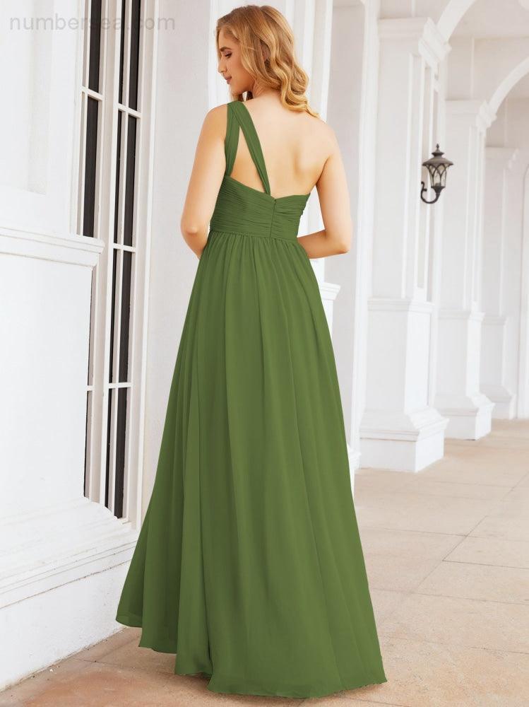 Numbersea One Shoulder Bridesmaid Dresses Long Maxi Formal Evening Party Prom Gowns 28061