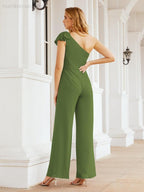 Numbersea Women's One Shoulder Long Jumpsuit Formal Evening Dress Long Bridesmaid Dresses Pants Wedding Party 28034