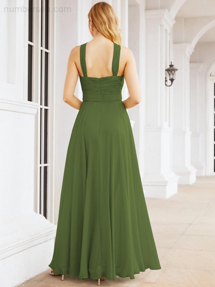 Numbersea Crisscross Halter Bridesmaid Dresses for Party Wedding Evening Prom Maxi Ball Gowns 28053