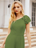 Numbersea Women's One Shoulder Long Jumpsuit Formal Evening Dress Long Bridesmaid Dresses Pants Wedding Party 28034