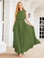 Numbersea Sleeveless Long Bridesmaid Dress A line Formal Evening Prom Gown 28025