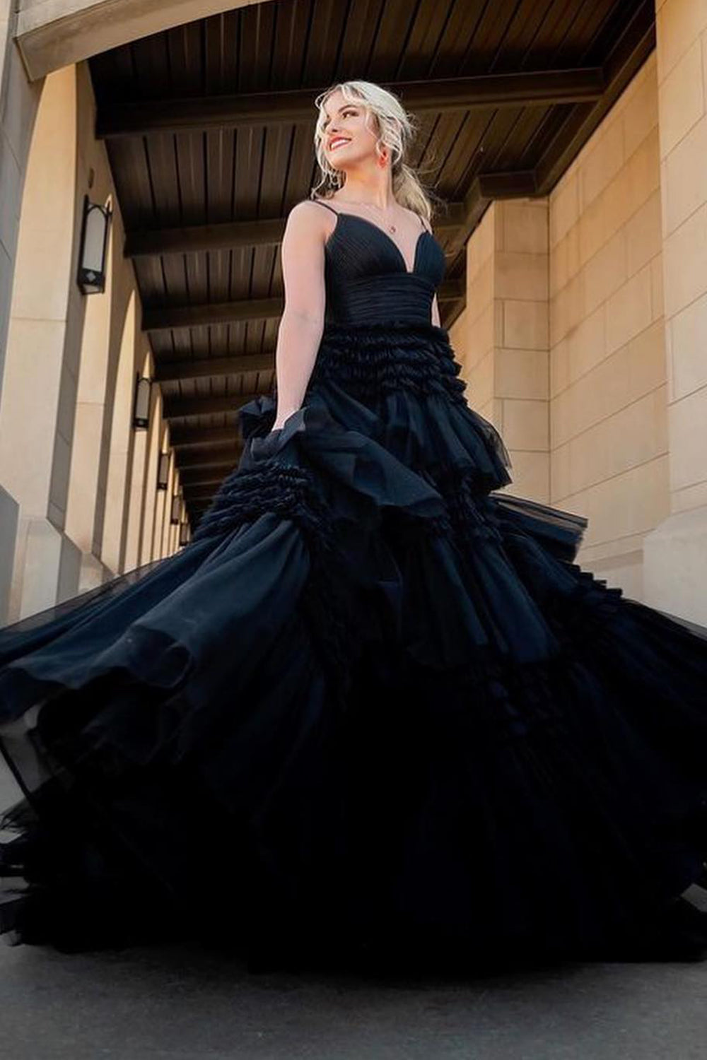 A-Line Spaghetti Straps Long Prom Dress