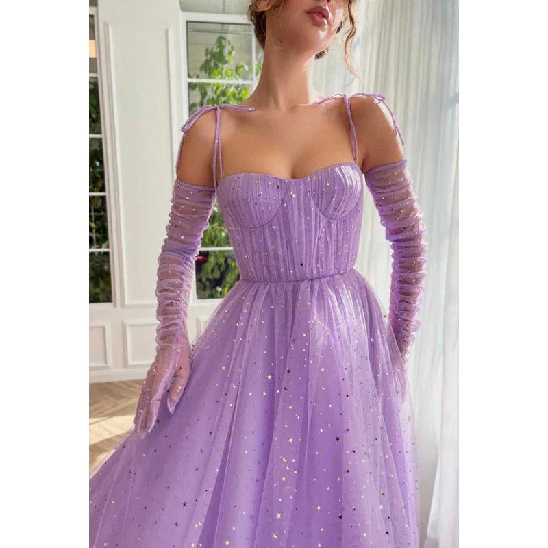 Sweetheart Spaghetti Straps A-Line Tulle Long Prom Dress With Shawl