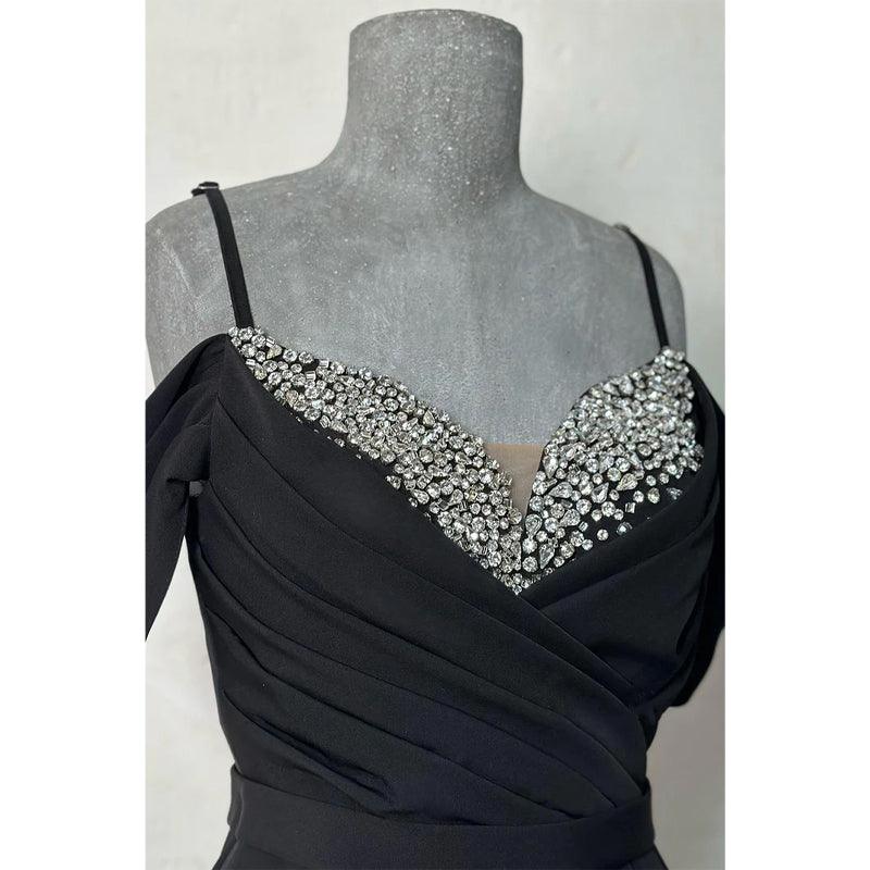 Sheath/columnoff-shoulder Straps Beaded Pleats Formal Evening Dress