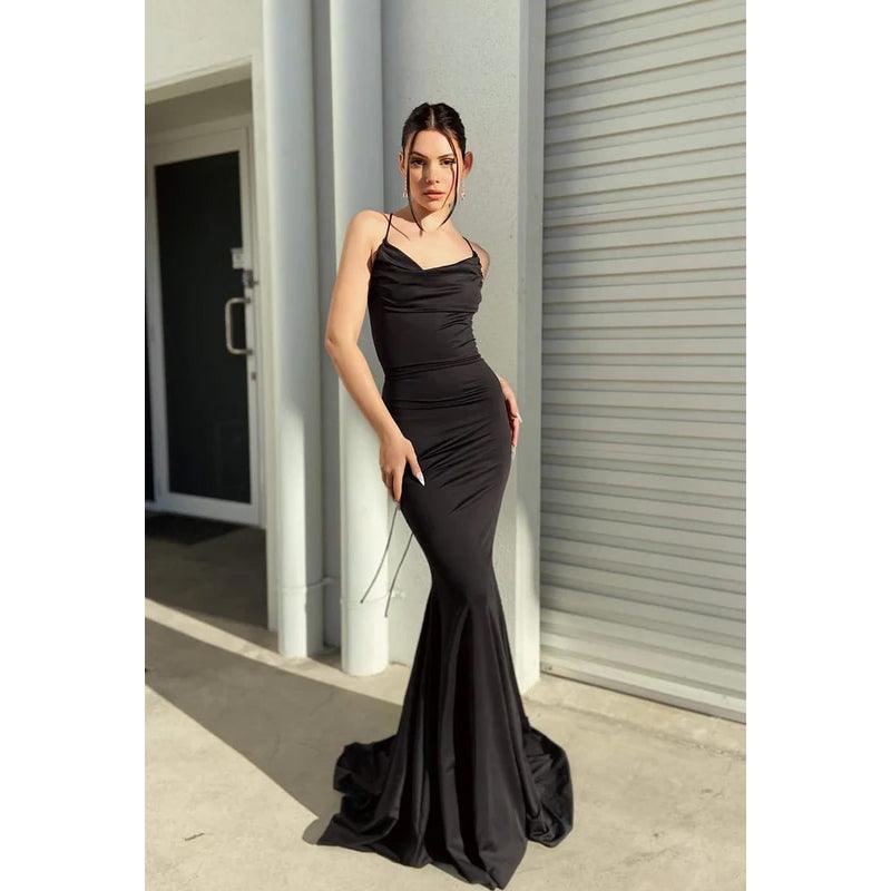 Trumpet/Mermaid Straps Satin Lace-Up Sleeveless Party Dress